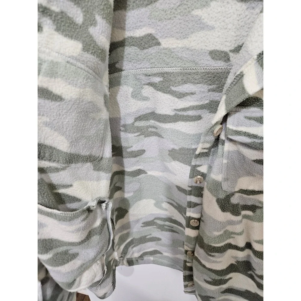 Thread & Supply Fleece‎ Camo Shacket Jacket Oatmeal Sage J7711PFKTS Womens Small